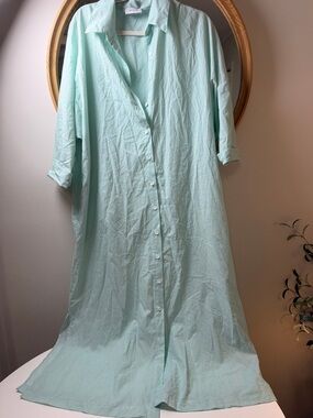 Adrienne Mint Maxi Shirt Dress in Light Aqua